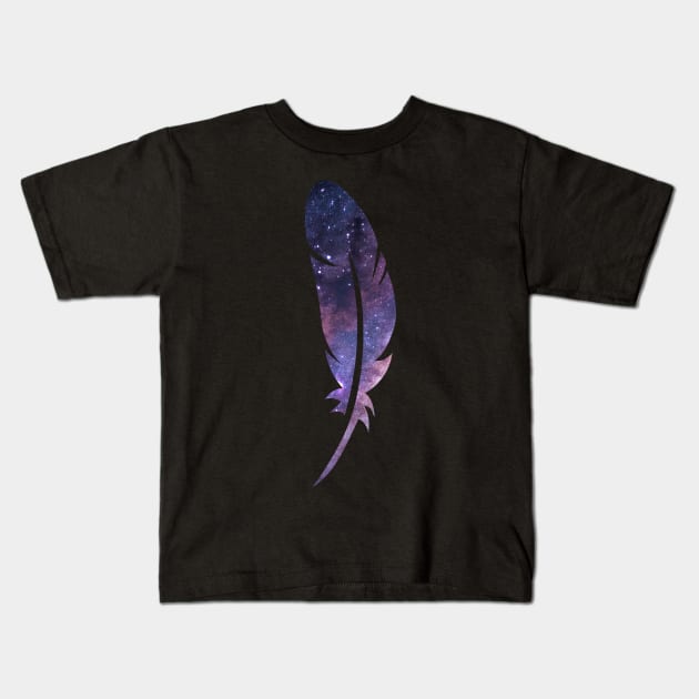 Galaxy Feather Kids T-Shirt by peachesinthewild